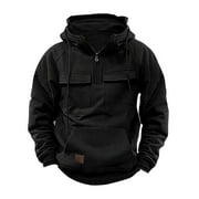 Dovford Mens Hoodies Long Sleeve Hoodie Quarter Zip Pullover Men Tactical Jacket Sweatshirt Tactical Workout Hoodie