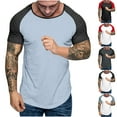 thumbnail image 1 of Dovford Men's Muscle T-Shirt Pleated Raglan Sleeve Bodybuilding Gym Tee Short Sleeve Fashion Workout Shirts Hipster Shirt, 1 of 7