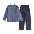 thumbnail image 1 of Dovford Men’s Pajama Set Pajamas For Men 2 Piece PJ Set with Cotton Knit Men Pajama Pants and Long Sleeve Henley T-Shirt, 1 of 6