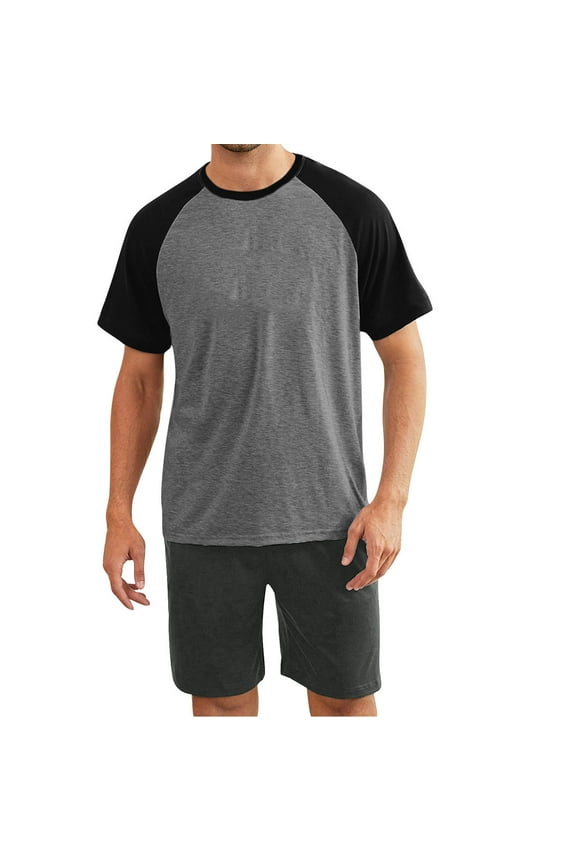 Men's Pajamas Sets Short Sleeve Pyjama Modal Sleepwear Shorts With Pockets Nightwear Set Soft Comfy Pjs Set 2024