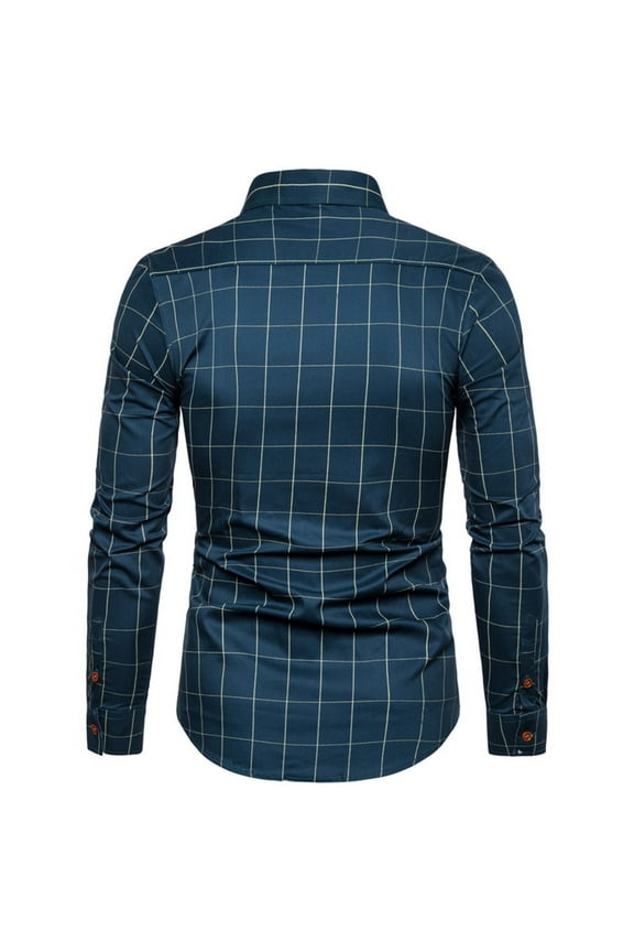 Men's Plaid Button Down Shirts Cotton Long Sleeve Dress Shirts Regular Fit Gingham Shirts