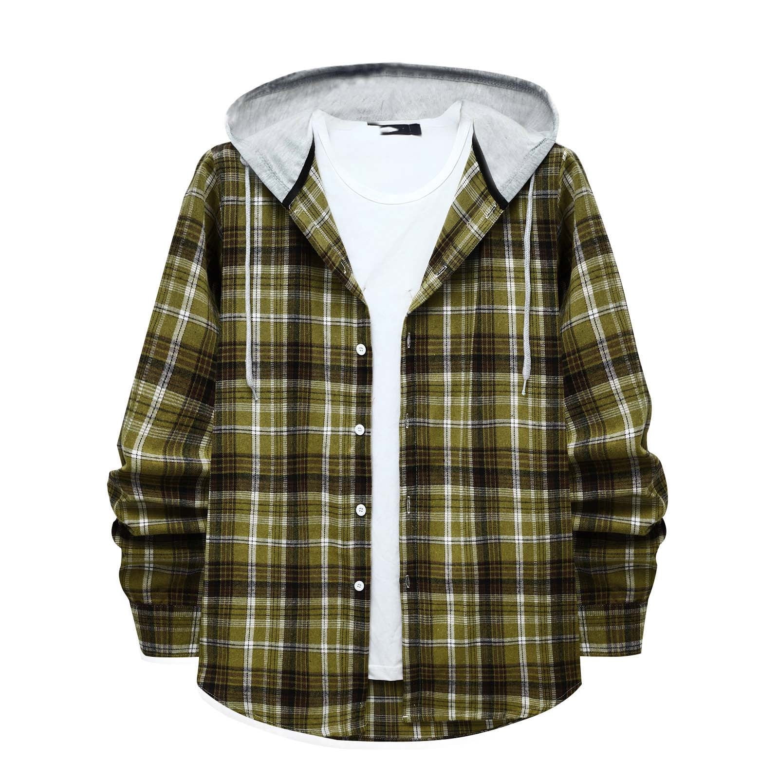 Button Down Plaid Hoodie Jacket main image 1