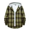 thumbnail image 1 of Dovford Men's Plaid Hoodie Flannel Shirt Jacket Casual Button Down Long Sleeve Lightweight Regular Fit Hooded Shacket Jackets, 1 of 7
