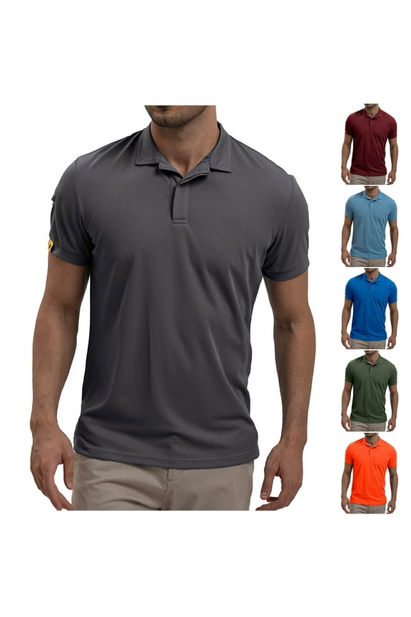 Men's Polo Shirt Quick Dry Performance Short Sleeve Tactical Shirts Pique Jersey Golf Shirt 2025