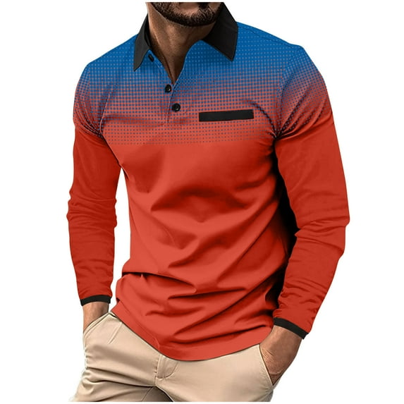 Dovford Men's Polo Shirts Long Sleeve 2024 Casual Polo T-Shirts Color Block Slim Fit Golf Polo Shirt with Pocket