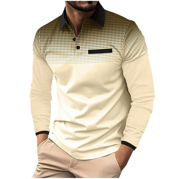Dovford Men's Polo Shirts Long Sleeve 2024 Casual Polo T-Shirts Color Block Slim Fit Golf Polo Shirt with Pocket