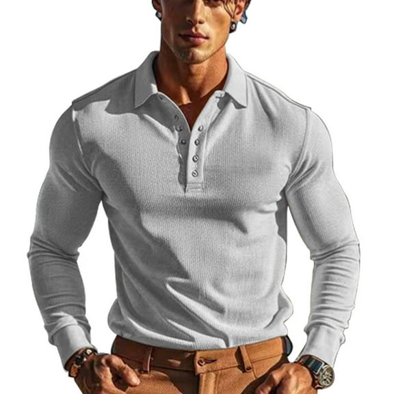 Dovford Men's Polo Shirts Long Sleeve Golf Quick Dry Moisture Wicking Lightweight Casual Shirt with 3-Buttons