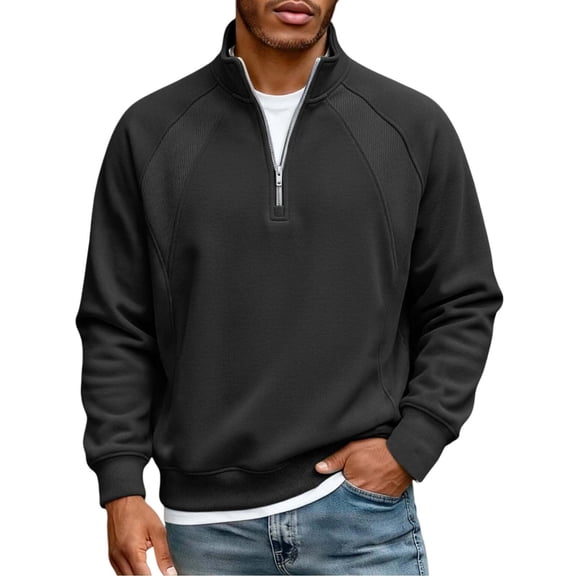 Dovford Men's Quarter Zip Pullover Mock Neck Lightweight Sweatshirt Long Sleeve Polo Shirt Business Casual Pullover Top