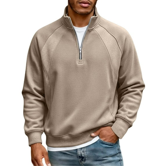 Dovford Men's Quarter Zip Pullover Mock Neck Lightweight Sweatshirt Long Sleeve Polo Shirt Business Casual Pullover Top