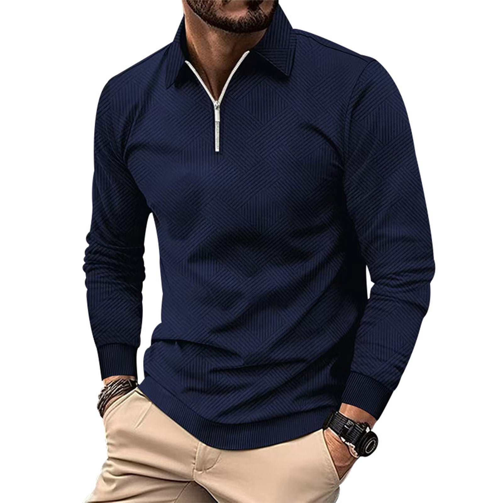 Men's Full Size Classic Zip Collar Short Sleeve Polo Shirt Plus Size main image 0