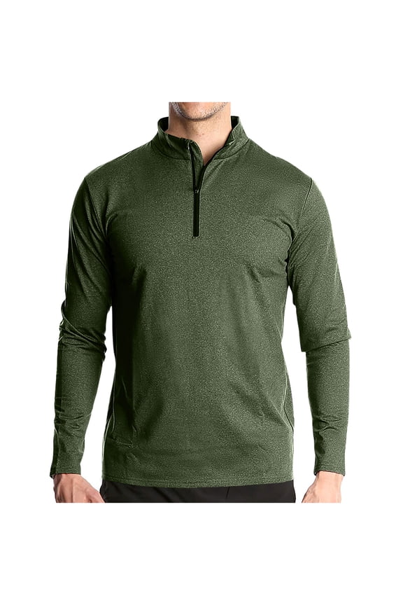 Men's Quick-Dry Active Sports Shirts Quarter Zip Mock Neck Long Sleeve Running Pullover Tops Outdoor Sweatshirt