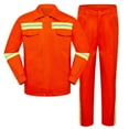 thumbnail image 1 of Dovford Men's Reflective Strips Suit High Visibility Cargo Jacket and Pants Sets 2 Piece Heavy Duty Work Outfits, 1 of 6
