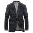 thumbnail image 1 of Dovford Men's Retro Wash Slim Two Button Denim Blazer Jacket Casual Sport Coat with Pocket, 1 of 6