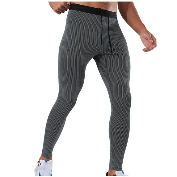 Dovford Men's Ribbed Knit Compression Pant Cotton Thermal Leggings