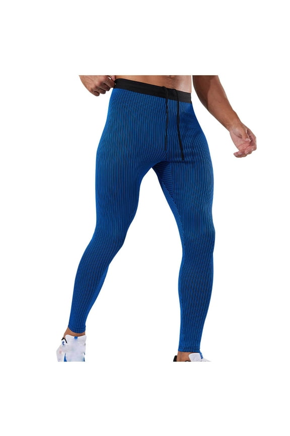 Men's Ribbed Knit Compression Pant Cotton Thermal Leggings