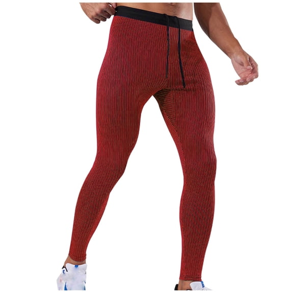Dovford Men's Ribbed Knit Compression Pant Cotton Thermal Leggings