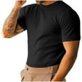 thumbnail image 1 of Dovford Men's Ribbed Knit T-Shirts Short Sleeve Casual Crewneck Slim Fit Textured Pullover Tees, 1 of 6
