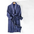 thumbnail image 1 of Dovford Men's Sherpa Fleece Chenille Robes Long Warm Plush Luxury Bathrobe Fuzzy Thicken Housecoat Jacquard Pattern, 1 of 3