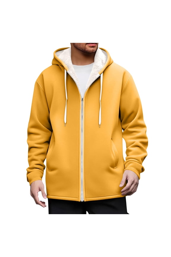 Men's Sherpa Hoodie Jacket Fleece Lined Zip Up Warm Hoodies Sweatshirt Winter Zipper Sweater Hooded Coat