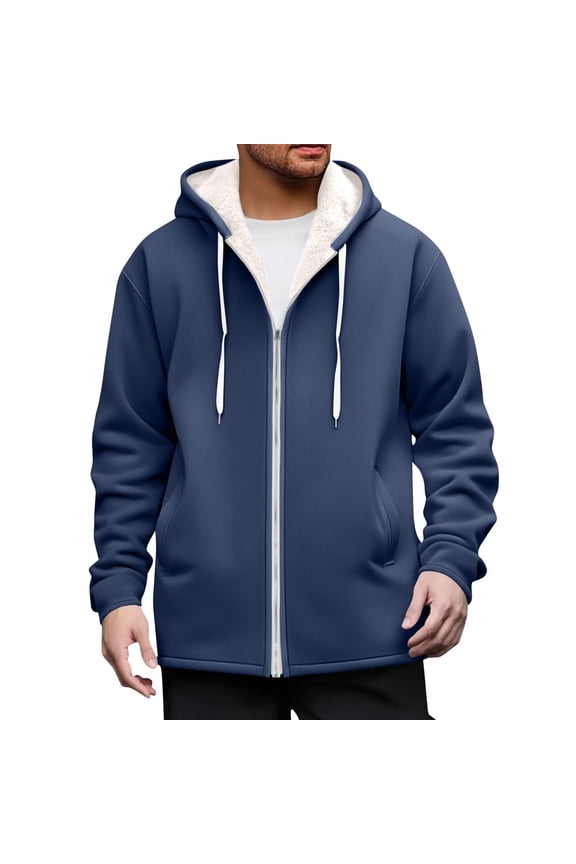 Men's Sherpa Hoodie Jacket Fleece Lined Zip Up Warm Hoodies Sweatshirt Winter Zipper Sweater Hooded Coat