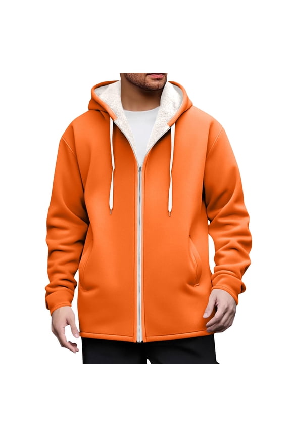 Men's Sherpa Hoodie Jacket Fleece Lined Zip Up Warm Hoodies Sweatshirt Winter Zipper Sweater Hooded Coat