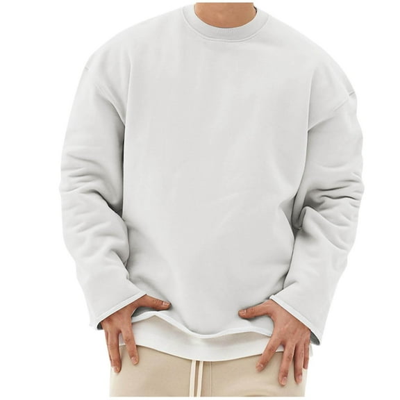 Dovford Men's Shirt Fall Spring Crewneck Solid Color Loose Fit Long Sleeve T Shirts Fashion Casual Pullover Tees