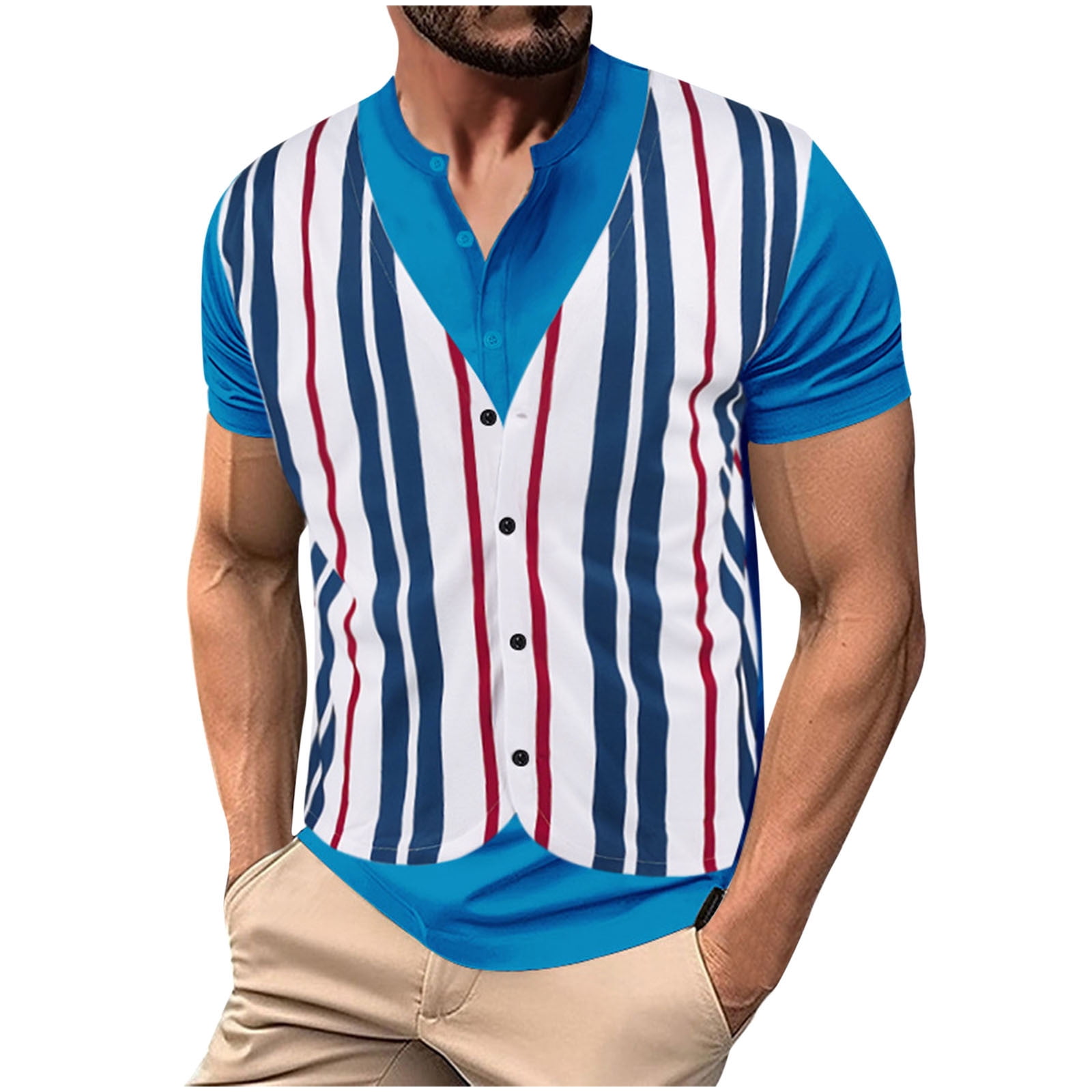 V NECK FAKE TWO PIECE TOPS main image 1