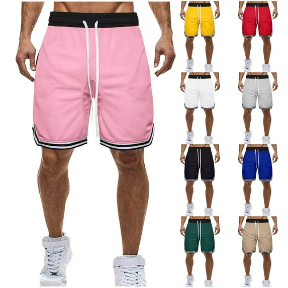 Dovford Men's Shorts,Shorts for Men Fashionable Elastic Shorts Rope Casual Mesh Sports Plain Mens Clothes Trendy