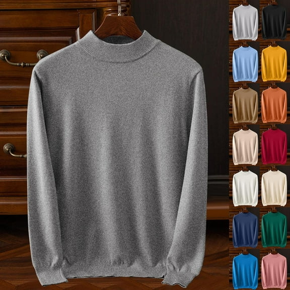 Dovford Men's Slim Fit Turtleneck Sweater Casual Knitted Twisted Pullover Solid Sweaters