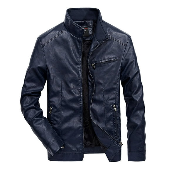 Dovford Men's Stand Collar Leather Jacket Motorcycle Lightweight Faux Leather Outwear 2024