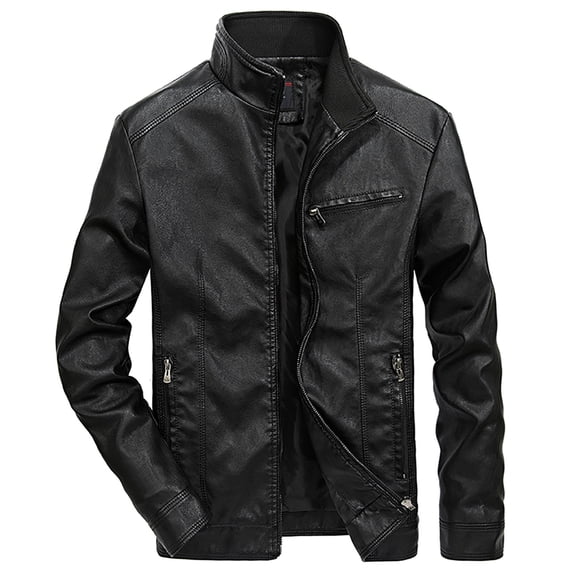 Dovford Men's Stand Collar Leather Jacket Motorcycle Lightweight Faux Leather Outwear 2024