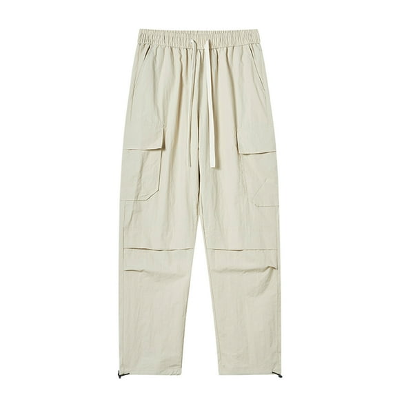 Dovford Men's Stretch Twill Cargo Pants Drawstring Elastic Waist Wide Leg Work Pants Outdoor Relaxed Hiking Trousers
