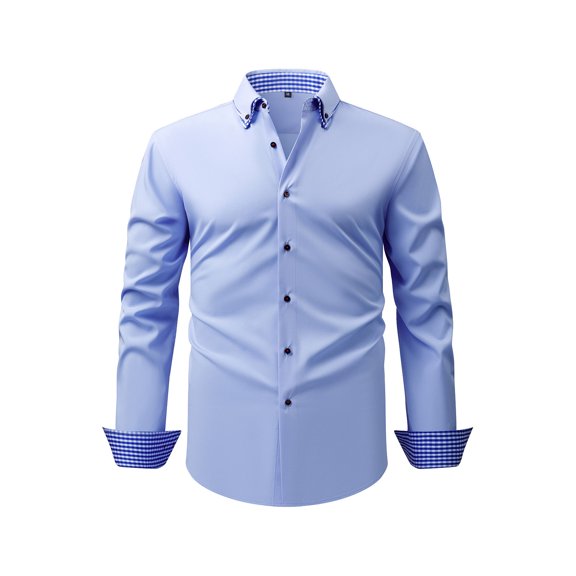 Dovford Men's Stretch Wrinkle Free Dress Shirts Formal Wedding Prom Long Sleeve Slim Fit Button Down Shirts