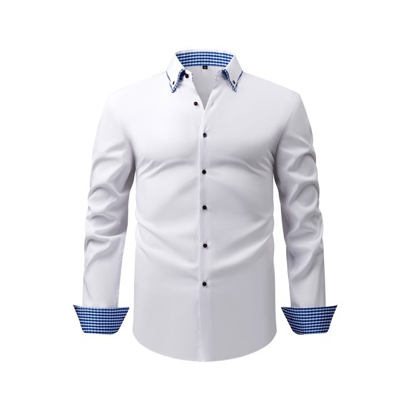Dovford Men's Stretch Wrinkle Free Dress Shirts Formal Wedding Prom Long Sleeve Slim Fit Button Down Shirts