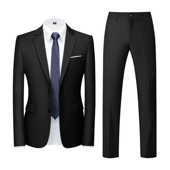 Dovford Men's Suit Slim Fit 2 Button 2 Piece Suits for Men Party Formal Dress Solid Tuxedo Blazer Jacket Pants Set