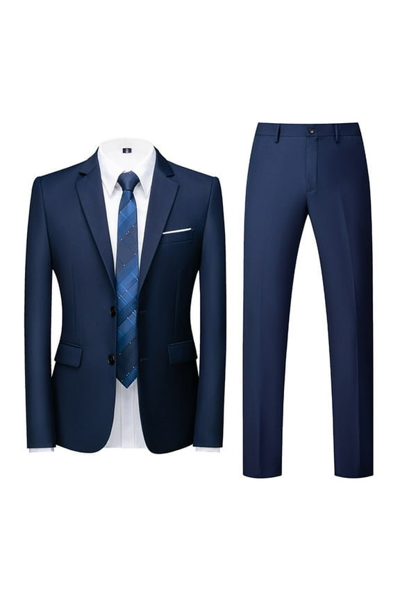 Men's Suit Slim Fit 2 Button 2 Piece Suits for Men Party Formal Dress Solid Tuxedo Blazer Jacket Pants Set