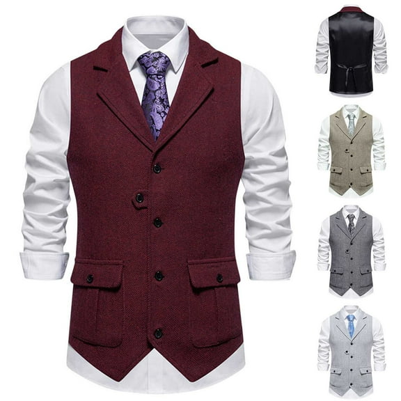 Dovford Men's Suit Vest Business Formal Dress Waistcoat Solid Color Vest for Suit or Tuxedo