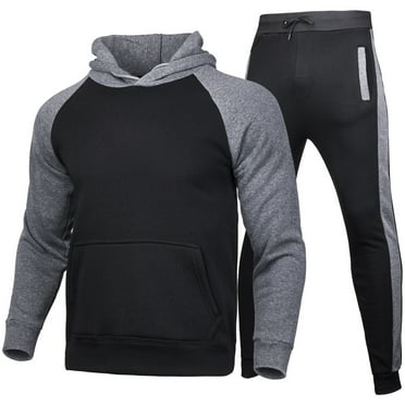 Dovford Men's Sweat Suit 2 Piece Outfit Clearance Long Sleeve Hoodie Casual Contrast Sports Jogging Tracksuits Set With Pocket