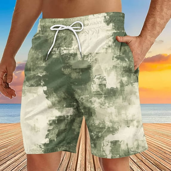 Dovford Men's Swim Trunks Board Shorts Mens Swim Trunk Camo Print Quick Dry Swimwear Pants with Mesh Lining