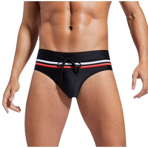Dovford Men's Swimming Trunks Briefs Hawaiian Briefs Summer Swimsuit Contour Pouch Thong Swimwear Sport Underpants