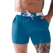 Dovford Mens Swimwear Swimsuits Solid Basic Long Swim Sport Trunks Board Shorts with Pockets