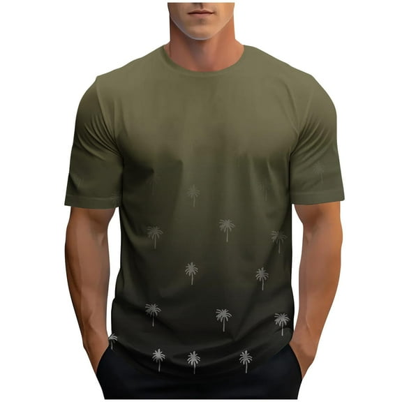 Dovford Men's T Shirt Graphic Ombre Shirt Top Crew Neck Short Sleeve Tropical Print Casual Tees