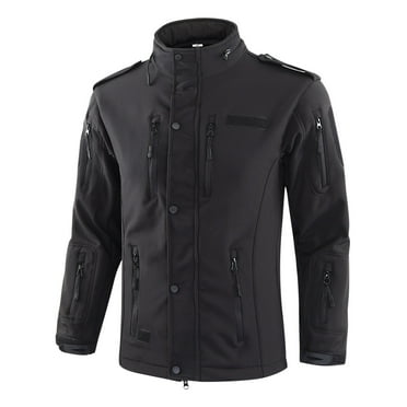Dovford Men's Tactical Jacket Water Resistant 6 Pockets Softshell Fleece Lining Hiking Winter Jacket Windbreaker Outwear