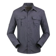 Dovford Mens Tactical Shirts Quick Dry Long Sleeve Breathable Hiking Fishing Button Down Work Shirt Outdoor Ripstop Military Shirts