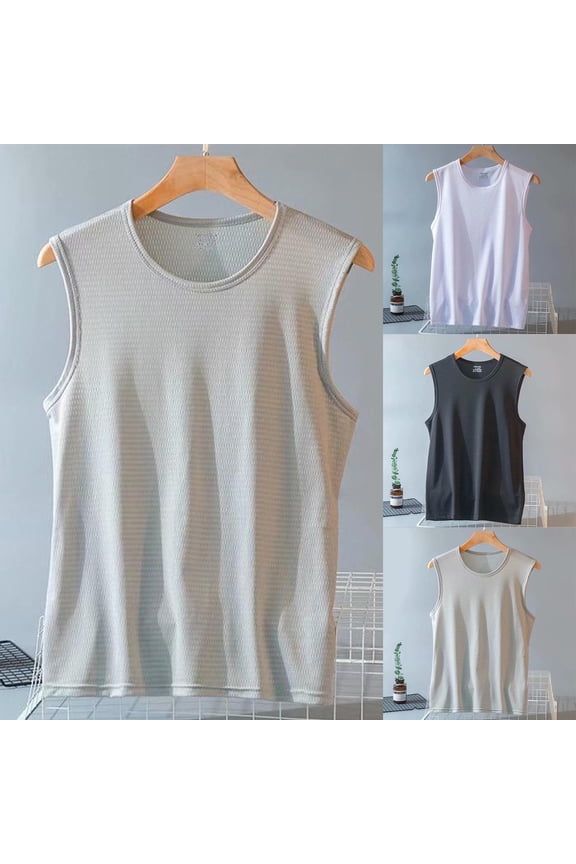 Men's Tank Tops Cotton Sleeveless Muscle Shirts for Workout Running Athletic Gym Lounge Casual, Breathable