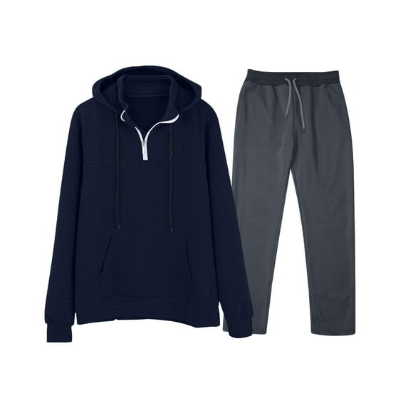 Dovford Men's Track Suit Stand Collar Sweatshirt Long Sleeve Hoodie And Pant Suit Work Pants Suits for Men Stretch Fit