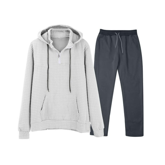 Dovford Men's Track Suit Stand Collar Sweatshirt Long Sleeve Hoodie And Pant Suit Work Pants Suits for Men Stretch Fit