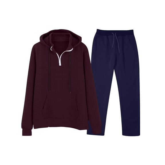 Dovford Men's Track Suit Stand Collar Sweatshirt Long Sleeve Hoodie And Pant Suit Work Pants Suits for Men Stretch Fit