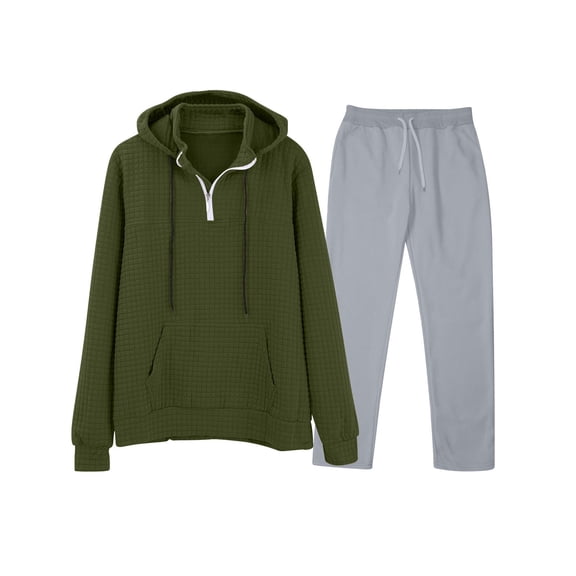 Dovford Men's Track Suit Stand Collar Sweatshirt Long Sleeve Hoodie And Pant Suit Work Pants Suits for Men Stretch Fit