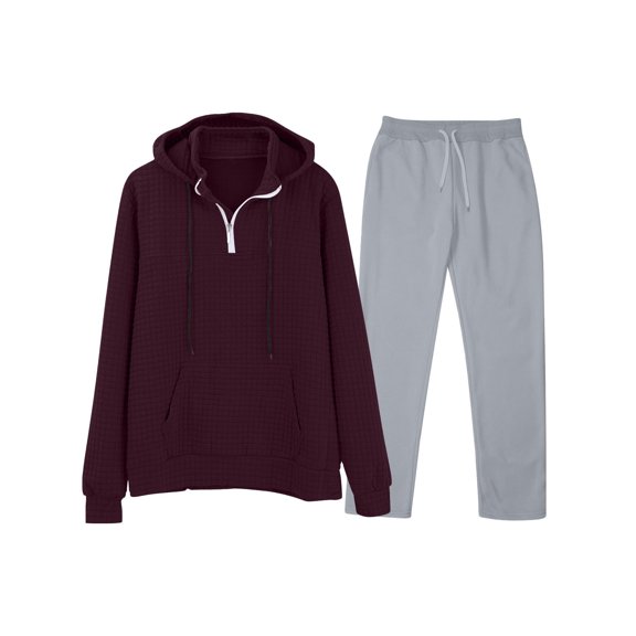 Dovford Men's Track Suit Stand Collar Sweatshirt Long Sleeve Hoodie And Pant Suit Work Pants Suits for Men Stretch Fit